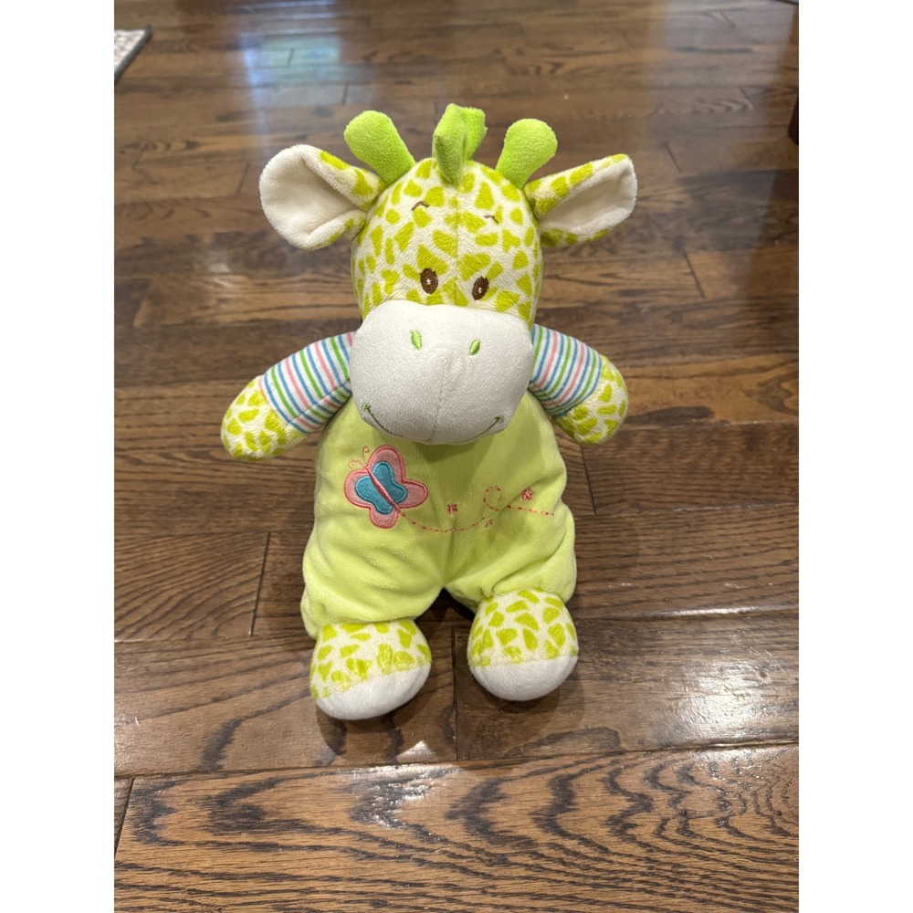 Kellytoy Giraffe Plush Baby Toy Medium 13in Green Yellow Good Butterfly Striped